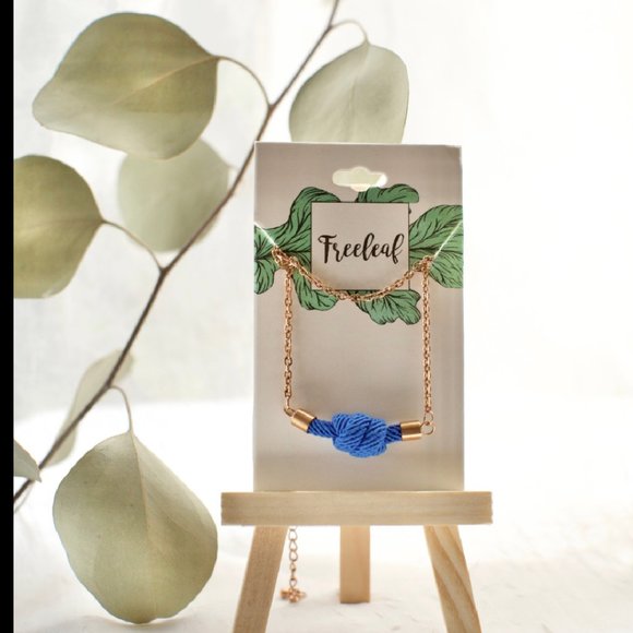 Rose Gold Blue Be Bold Tie Knot Necklace: Reminder of Courage and Strength - Picture 1 of 5